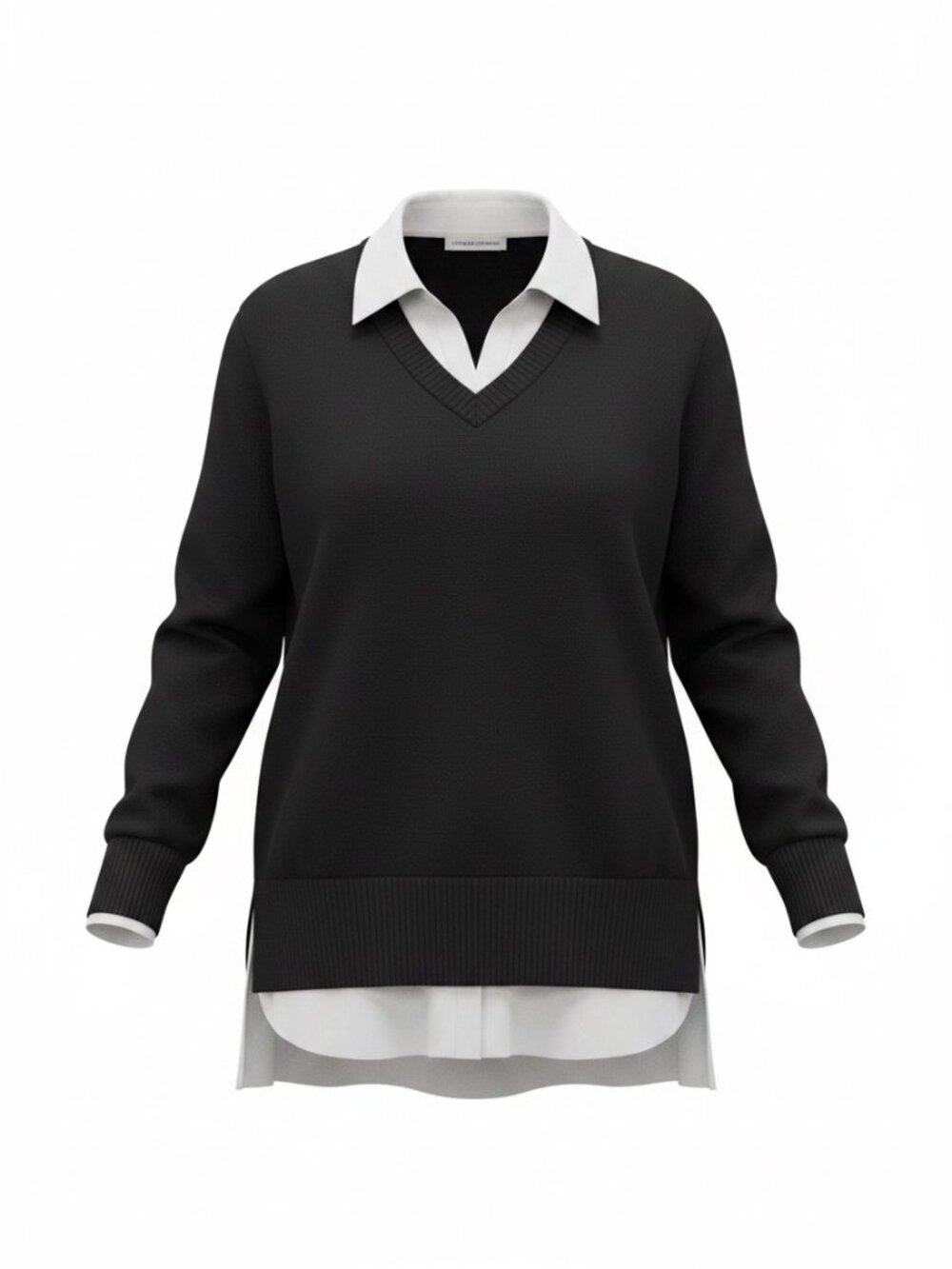 Cable & Gauge Black V-Neck Sweater